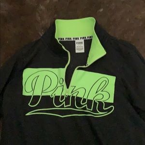 Large PINK Grey and neon  1/4 zip sweatshirt